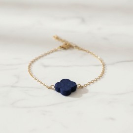 Bracelet porte-bonheur trèfle bleu marine - Bijou fin