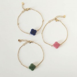 Bracelet porte-bonheur trèfle rose - Bijou fin