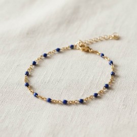 Bracelet fin petites perles bleu - Bijou précieux