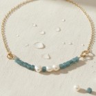 Collier Aqua perles de culture et cubes bleu-vert - Bijou bohème chic