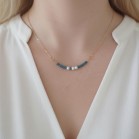 Collier Aqua perles de culture et cubes bleu-vert - Bijou bohème chic