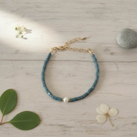 Bracelet Aqua perle de culture et cubes bleu-vert - Bijou bohème chic