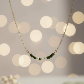 Collier Selva kaki foncé perles de culture et rocailles - Bijou bohème chic