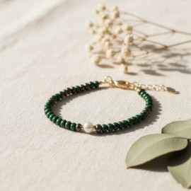 Bracelet Selva perle de culture et rocailles kaki - Bijou bohème chic