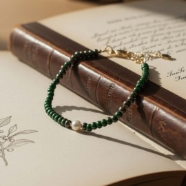 Bracelet Selva perle de culture et rocailles kaki - Bijou bohème chic