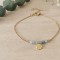 Bracelet pierre naturelle aigue-marine et médaille dorée - Bijou porte-bonheur - Bijou pierre naturelle