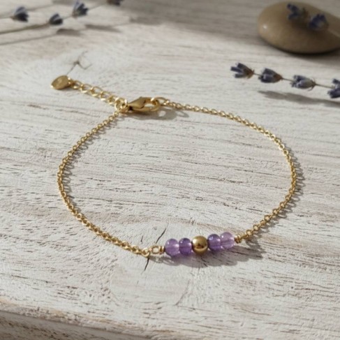 Bracelet améthystes "Amélia"- Bijou lithothérapie - Bijou pierre naturelle
