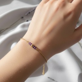 Bracelet améthystes "Amélia"- Bijou lithothérapie - Bijou pierre naturelle