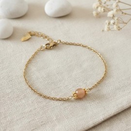 Bracelet pierre de lune pêche - Bijou lithothérapie - Bijou pierre naturelle