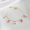 Bracelet charms rose fuchsia blanc - Bracelet breloques