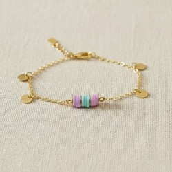 Bracelet breloques turquoise et lilas - Bracelet charms