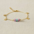 Bracelet breloques turquoise et lilas - Bracelet charms