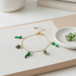 Bracelet breloques piment vert - Bracelet charms