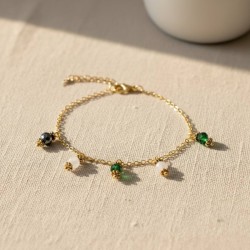 Bracelet charms vert blanc - Bracelet breloques