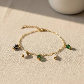 Bracelet charms vert blanc - Bracelet breloques