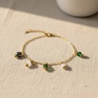 Bracelet charms vert blanc - Bracelet breloques