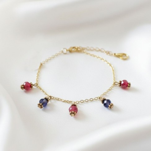 Bracelet charms rouge violet - Bracelet breloques