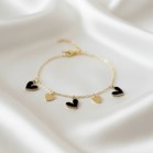 Bracelet charms coeurs doré noir - Bracelet breloques