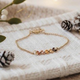 Bracelet feuilles d'automne émaillé doré - Bijou fin
