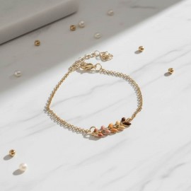 Bracelet feuilles d'automne émaillé doré - Bijou fin