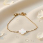 Bracelet porte-bonheur trèfle nacre naturelle - Bijou fin