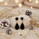 Boucles d'oreille vitrail noir et or - Bijou précieux