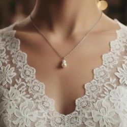 Collier mariée  bohème minimaliste perles de culture "Soizic" - Bijou mariage 