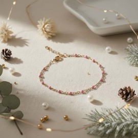 Bracelet fin petites perles rose - Bijou précieux