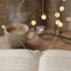 Bracelet médaillon blanc émaillé doré - Bijou fin