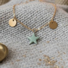 Bracelet breloques vert mint dore - Bracelet charms