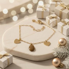 Bracelet breloques vert kaki dore - Bracelet charms