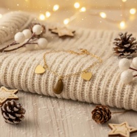 Bracelet breloques vert kaki dore - Bracelet charms