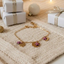 Bracelet breloques prune dore - Bracelet charms