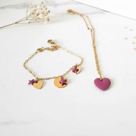 Bracelet breloques prune dore - Bracelet charms