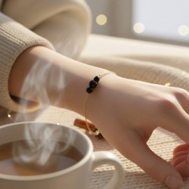 Bracelet fin perles noires "Gabrielle" - Bijou bohème chic