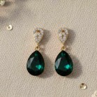 Boucles d'oreille mariage Swarovski vert émeraude et zircons - "Paloma"