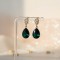 Boucles d'oreille mariage Swarovski vert émeraude et zircons - "Paloma"