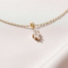 Collier mariée pendentif feuille strass zircon "Cilia" - Bijou mariage personnalisable