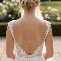 Collier de dos mariée perles en cascade "Anaé"  Bijou mariage