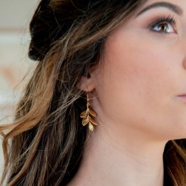 Parure bijoux mariée collier dos + boucles d'oreille champêtre bohème "Ainhoa"