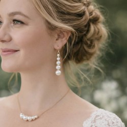 Boucles d'oreille mariee longues cascade de perles "Anaé"