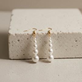 Boucles d'oreille mariee longues cascade de perles "Anaé"