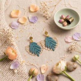 Boucles d'oreilles bohèmes feuille & éventail - Bijou tendance