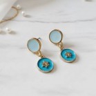 Boucles d'oreille discrètes bleu céladon et turquoise - Bijou précieux