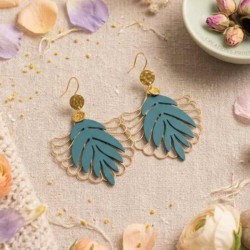 Boucles d'oreilles bohèmes feuille & éventail - Bijou tendance