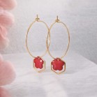 Boucles d'oreilles acier inoxydable corail et dorées 