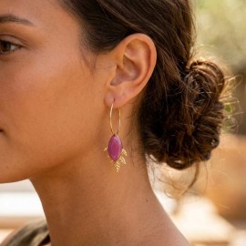 Boucles d'oreilles acier inoxydable prune et dorées 