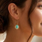 Boucles d'oreilles vert menthe acier inoxydable doré