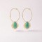 Boucles d'oreilles vert menthe acier inoxydable doré