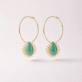Boucles d'oreilles vert menthe acier inoxydable doré